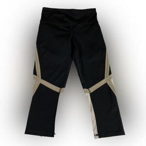 C9 Champion Capri Leggings Womens S Black Tan Colorblock Mesh Workout